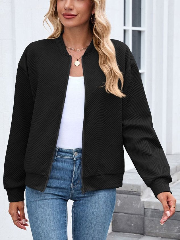 Women Spring/Fall Outerwear Casual Plain Long Sleeve Stand Collar Jacket