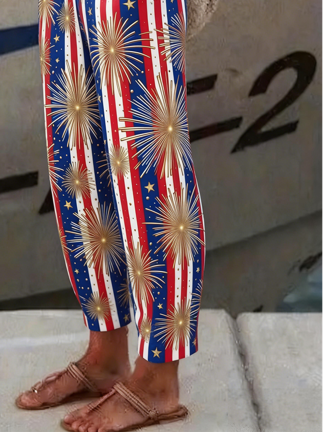 Women Striped Long Pants Vintage Spring/Fall Trousers