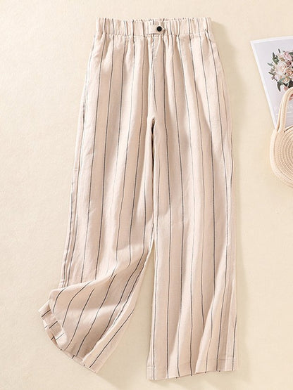 Women Striped Long Pants Casual Spring/Fall Trousers