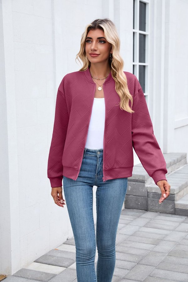 Women Spring/Fall Outerwear Casual Plain Long Sleeve Stand Collar Jacket
