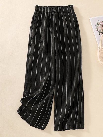 Women Striped Long Pants Casual Spring/Fall Trousers