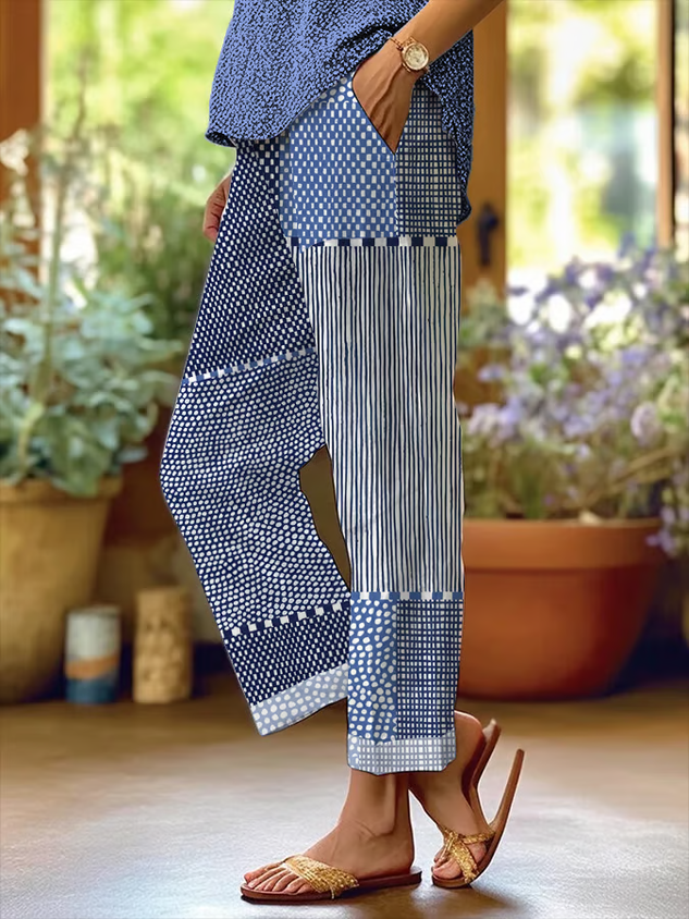Women Striped Long Pants Casual Spring/Fall Trousers