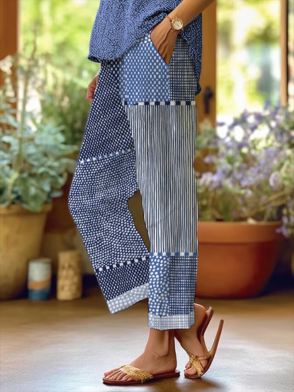 Women Striped Long Pants Casual Spring/Fall Trousers