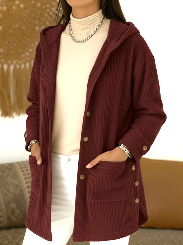 Women Spring/Fall Outerwear Casual Plain Long Sleeve Hoodie Jacket